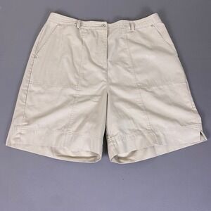 Studio Works Shorts Plus Size 16W Women's‎ Khaki Beige Bermuda High Rise Cotton*